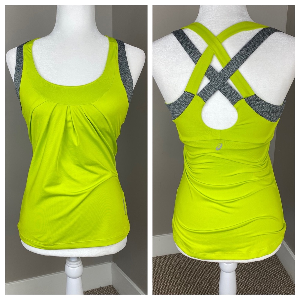 ASICS GREEN GRAY STRAPPY BACK ACTIVE TANK